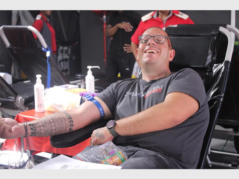 man donating blood