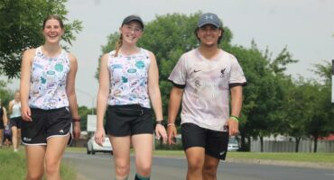three young people walking
