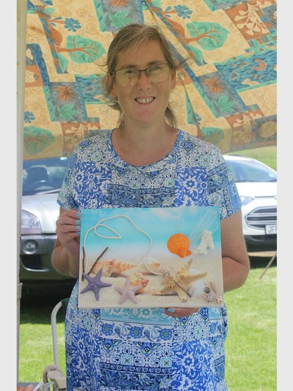 woman with an artwork