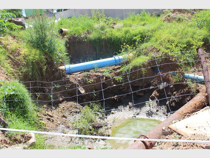excavation around a pipe