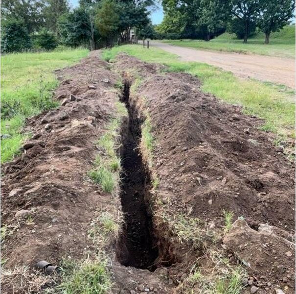 a deep trench on the ground