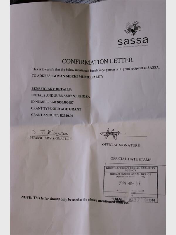 document from Sassa