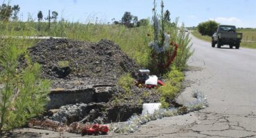 a collapsing road surface