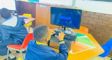 learner works on a computer