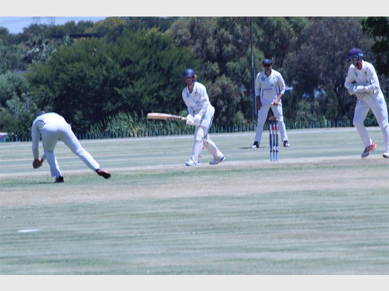 A cricket player bats