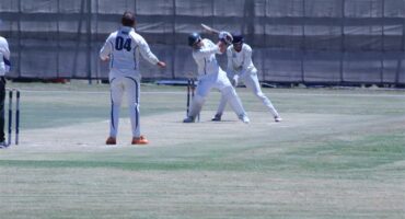 two teams play cricket