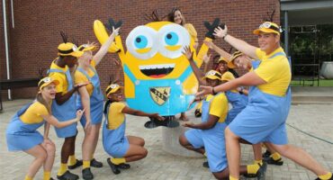 cheerleaders dressed as minions
