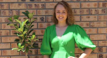 girl in a green dress