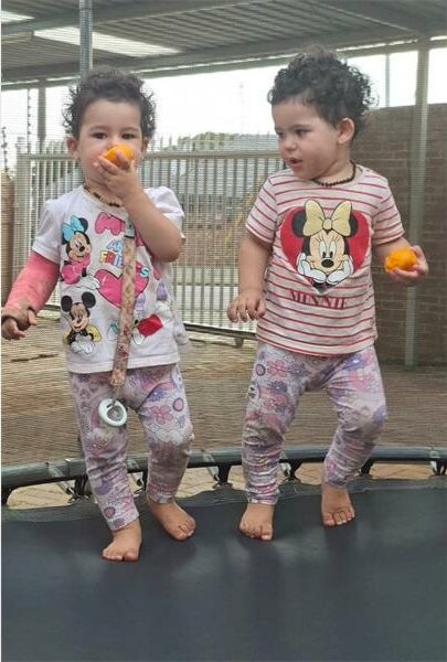 two girls on a trampoline