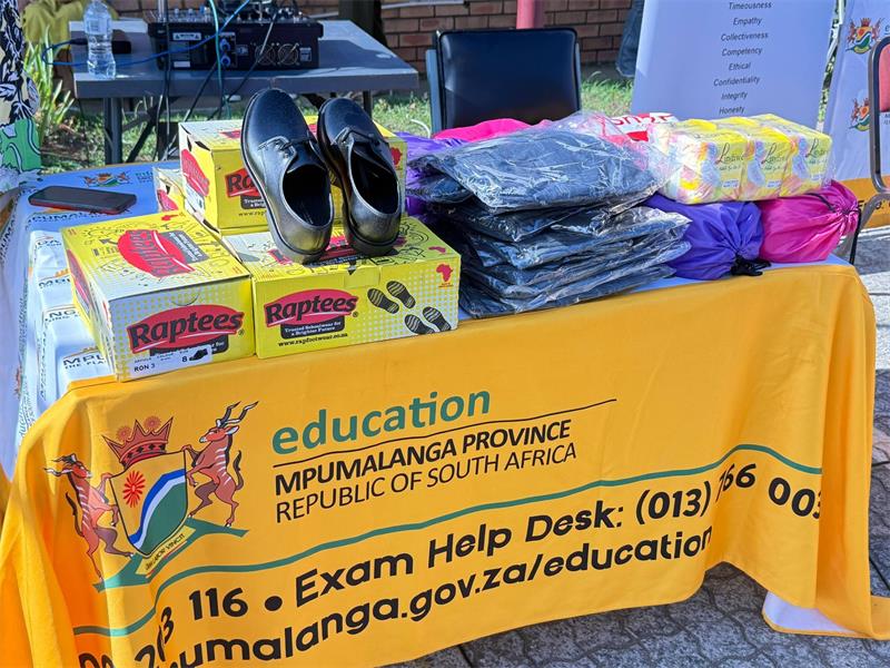 a table full of school clothes