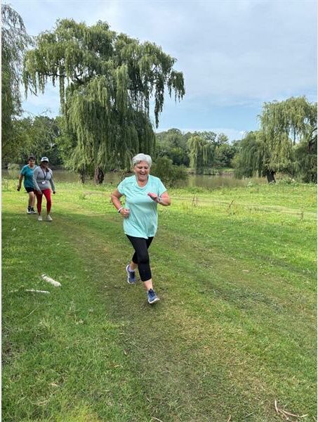 woman runs in the park