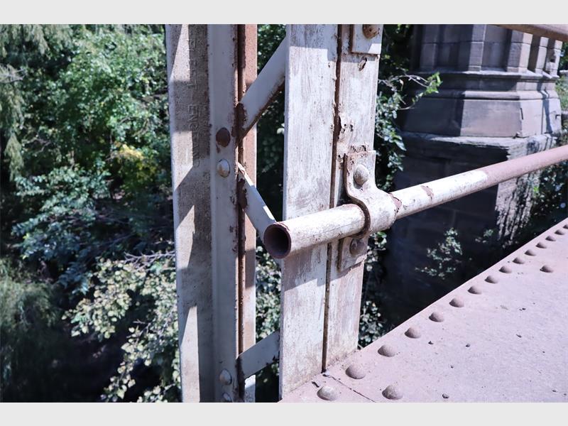 a piece of railing was removed from this bridge