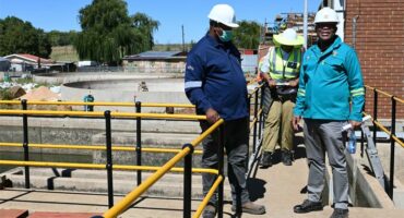visitors to the water treatment works