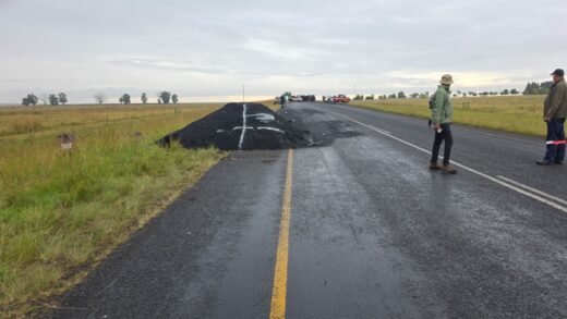 a pile of tar on the road
