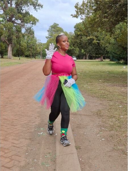 a female runner dressed up as a princess