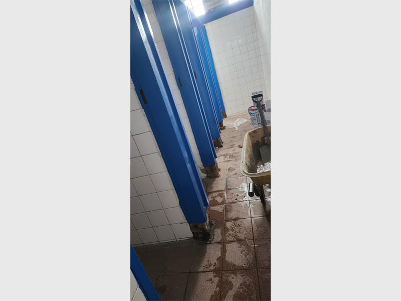 construction work in a school's toilets