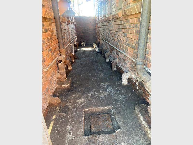 construction work in a school's toilets