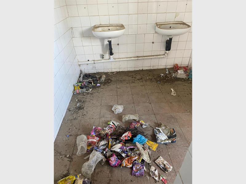 construction work in a school's toilets