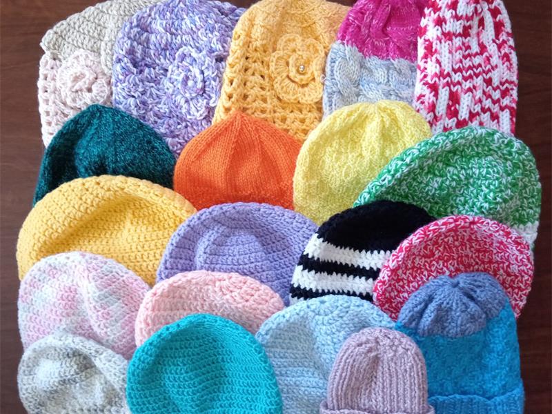 Colourful knitted beanies for winter warmth and style.