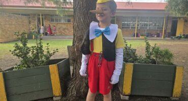 Flippie Rosslee dressed as Pinocchio