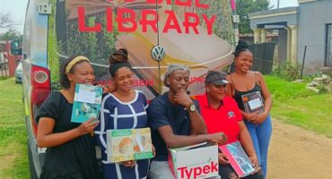 Mobile library van providing books and educational resources to local residents.