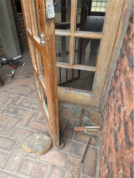 a door with broken window
