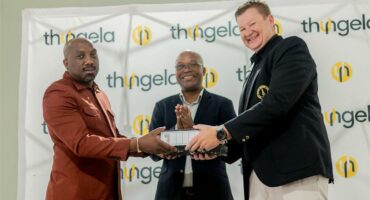 The Govan Mbeki Municipality and the Gert Sibande District Municipalities mayors, Nhlakanipho Zuma and Walter Mngomezulu with Edrich Welthagen of Thungela Mining.