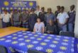 Police officers and officials at South African Police Service Crime Stop event in Standerton.