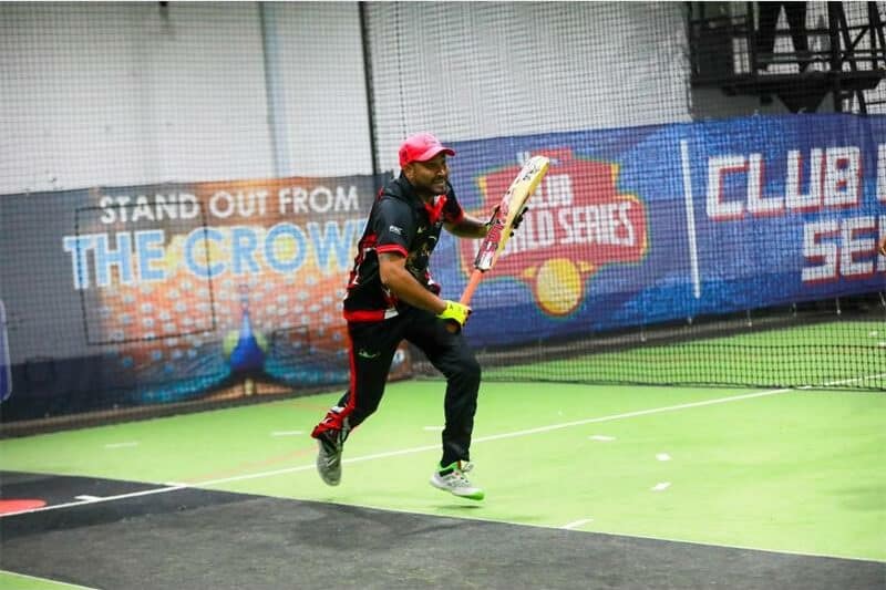 a batsman in indoors cricket