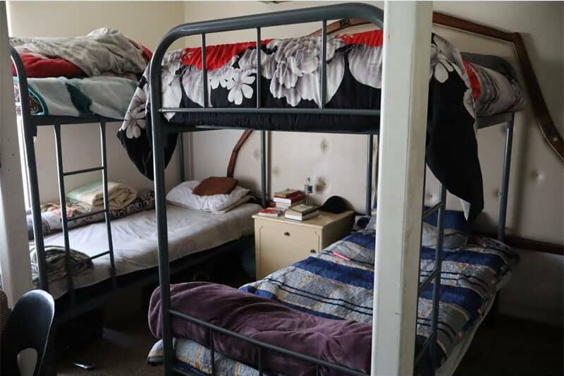 a room with bunk bed