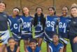 A team of girls in blue sport outfits