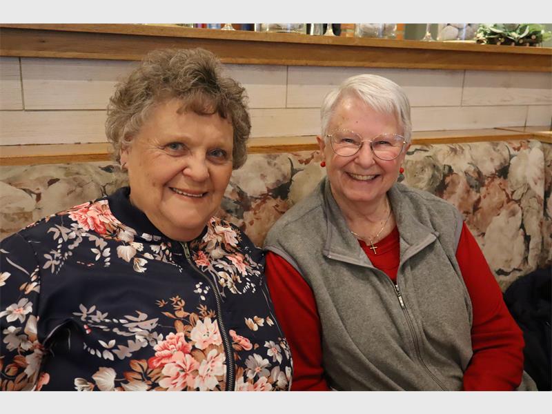Two elderly women on a coach