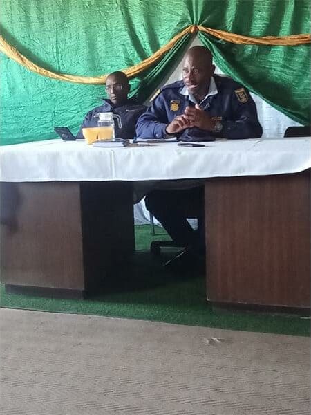 Secunda SAPS Captain Newstar Twala and Trichardt SAPS Vispol commander Warrant Officer Jabulani Mnisi.