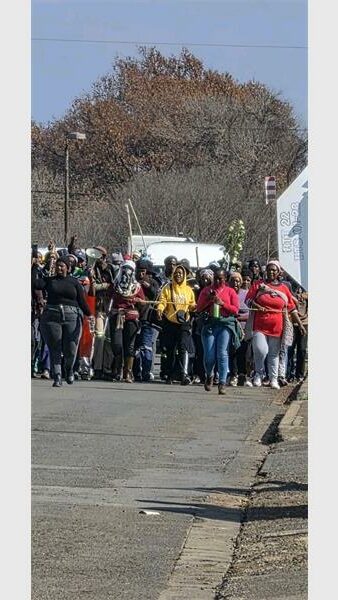 people in the community march