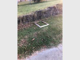 a picture frame on the grass