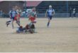 Rugby player making a tackle