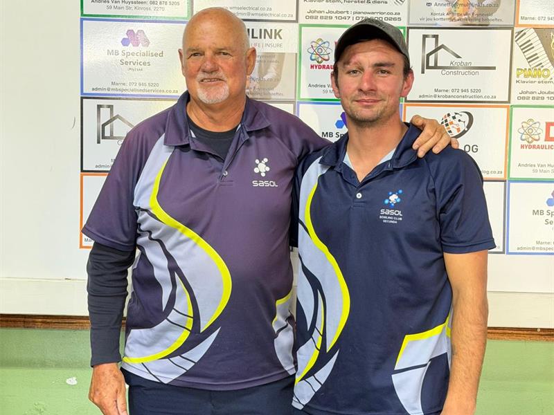 Two men in blue and white sport clothes