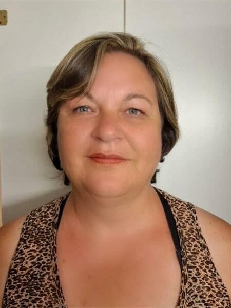 woman with leopard print top