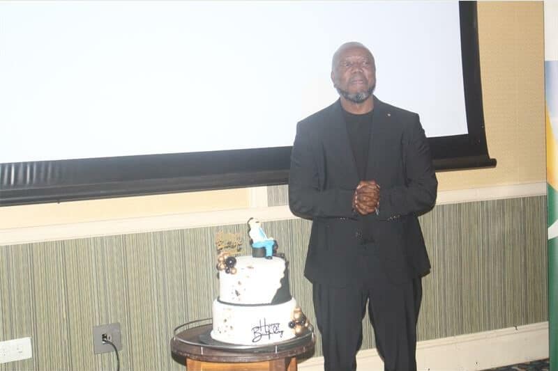 man with a birthday cake