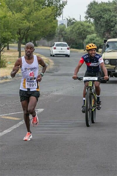 man running in the road