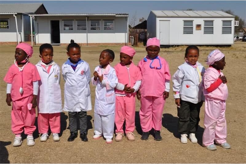These Grade R learners from Shapeve Primary School dressed as medical personnel. Photo: Mphikeleli Masangu