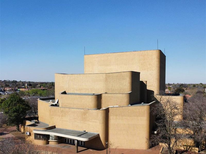 an aerial view of a grand building