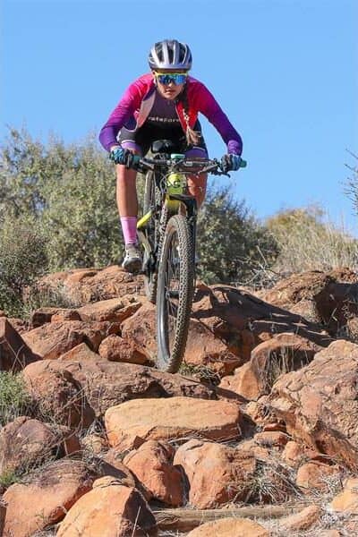 girl on a mountain bike