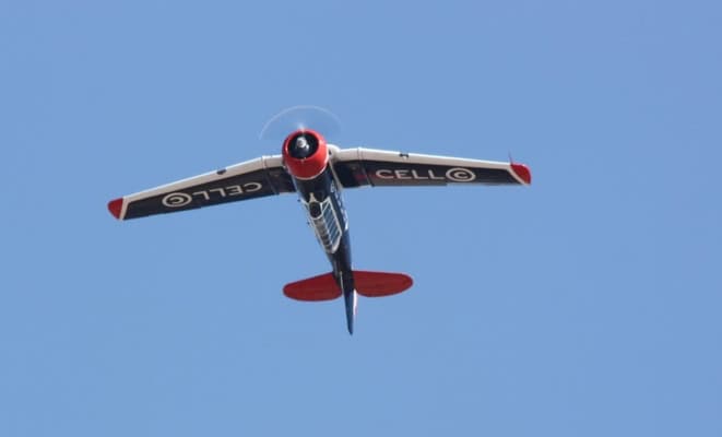 an aeroplane flying upside down