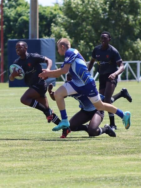 two rugby teams compete