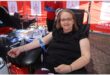 woman donates blood
