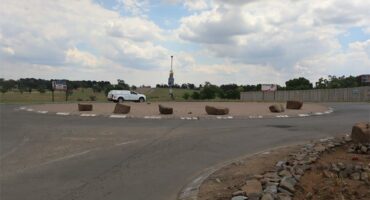 rocks in a traffic circle