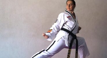 Woman in taekwondo suit