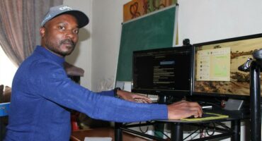 a man working on a computer