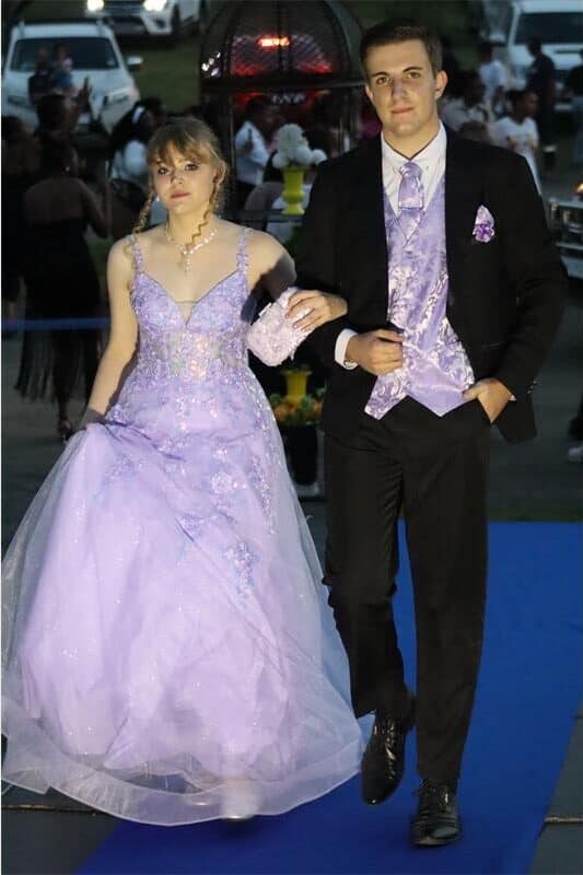couple arrives at their matric farewell dance
